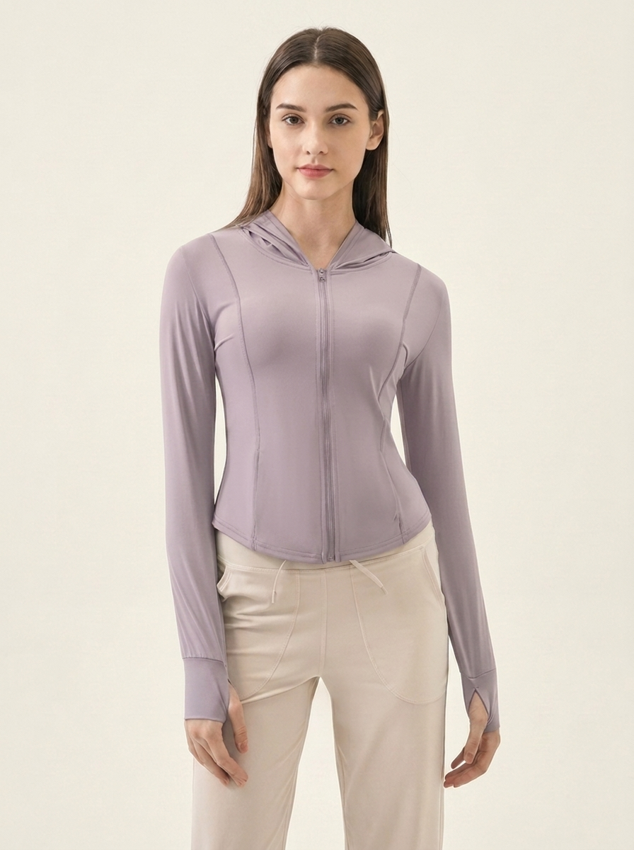 Hooded Active Jacket Lavender front