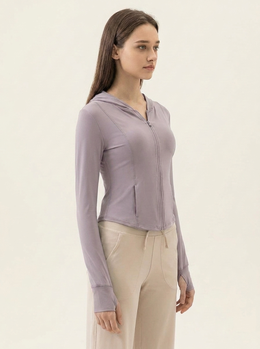 Hooded Active Jacket Lavender side