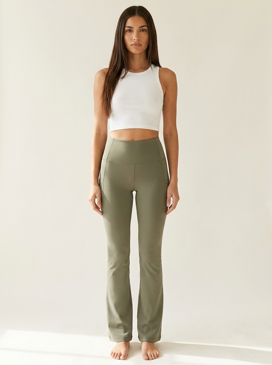 Flare Pocket Leggings Moss front