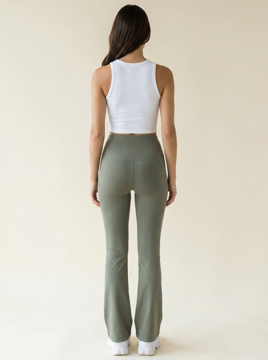 Flare Pocket Leggings Moss back