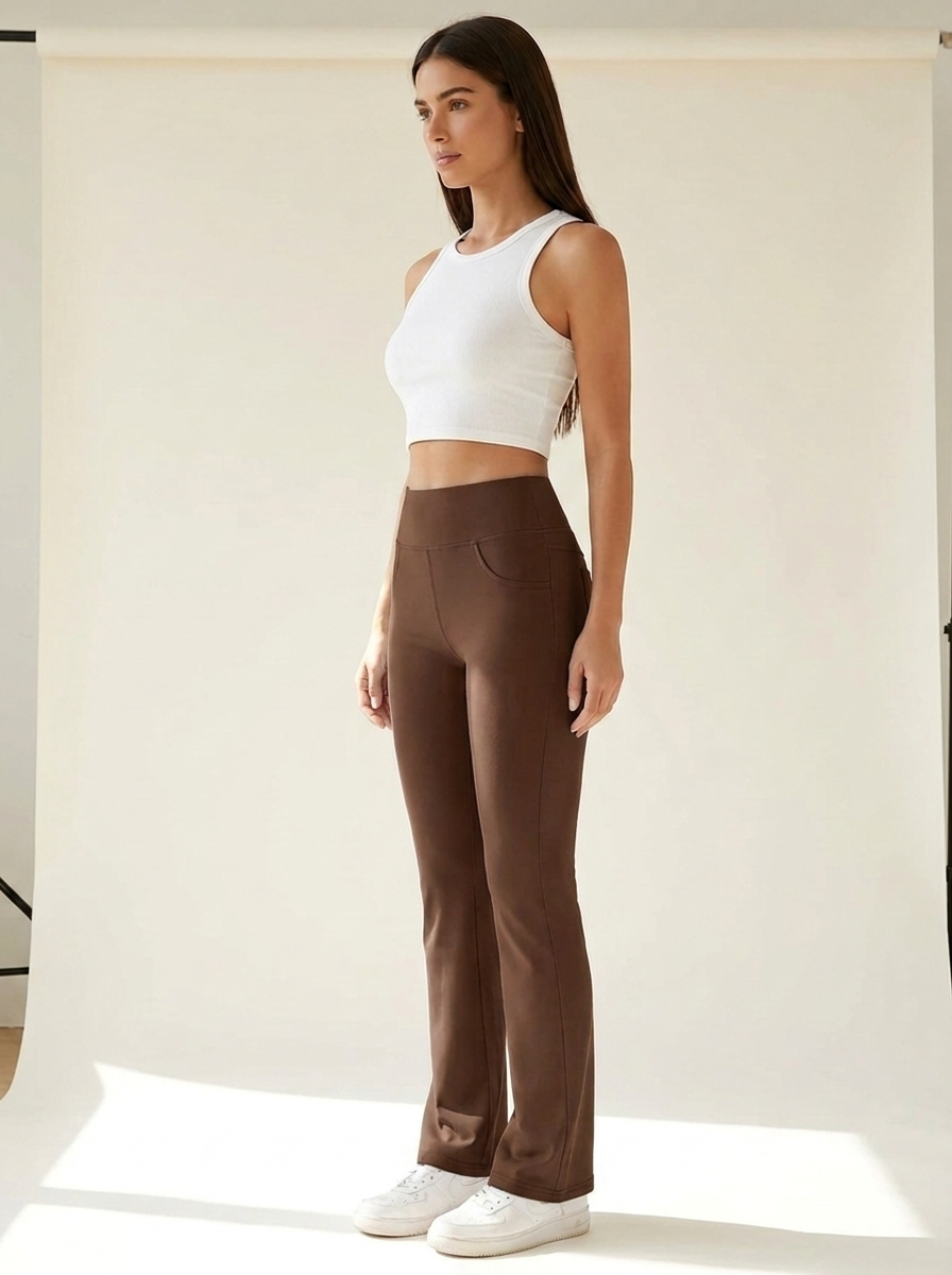 Pocket Active Pants Brown side