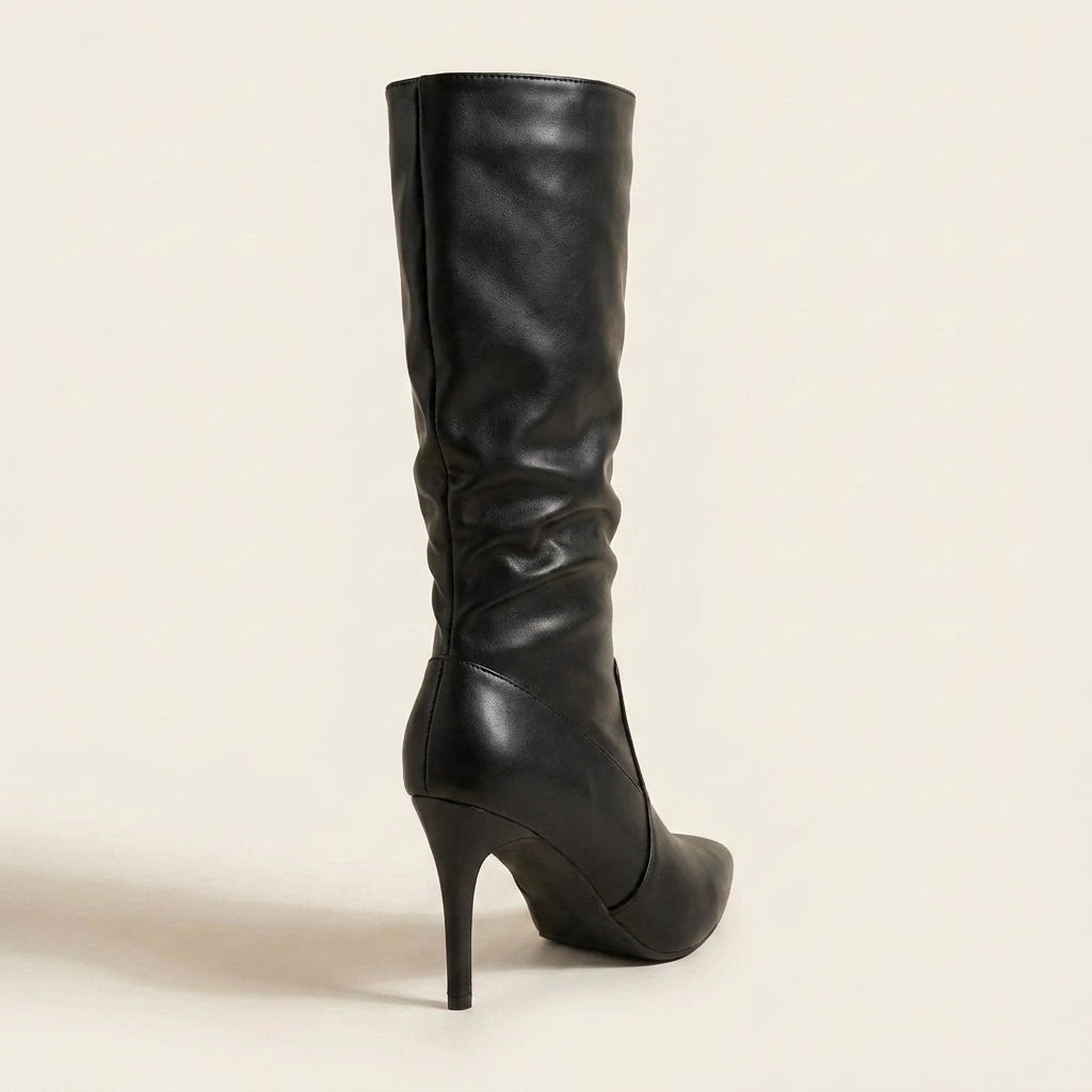 CleanGirlStore Point Toe Stiletto Boots - Black - Back