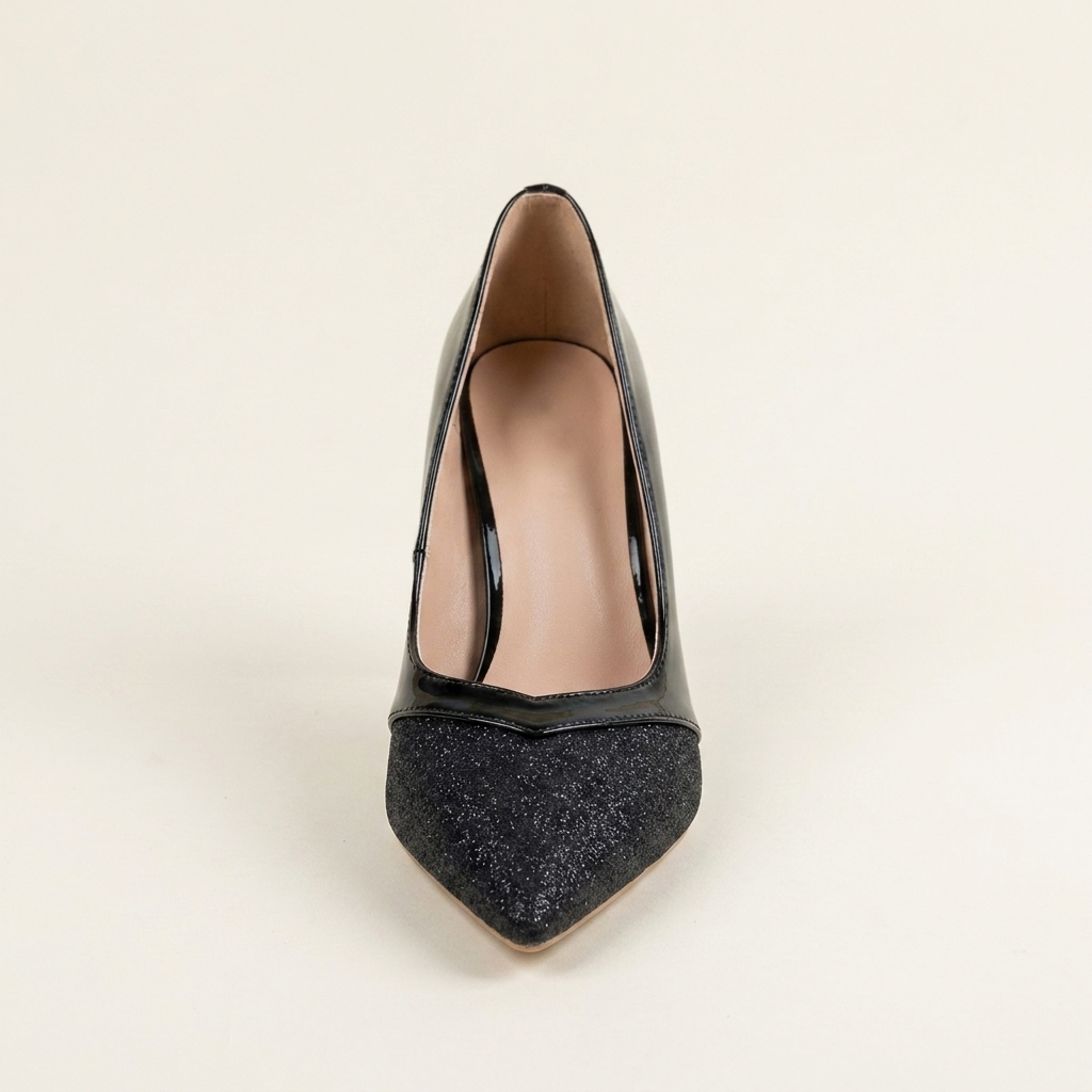 CleanGirlStore Point Toe Stiletto Pumps - Black - Single Front