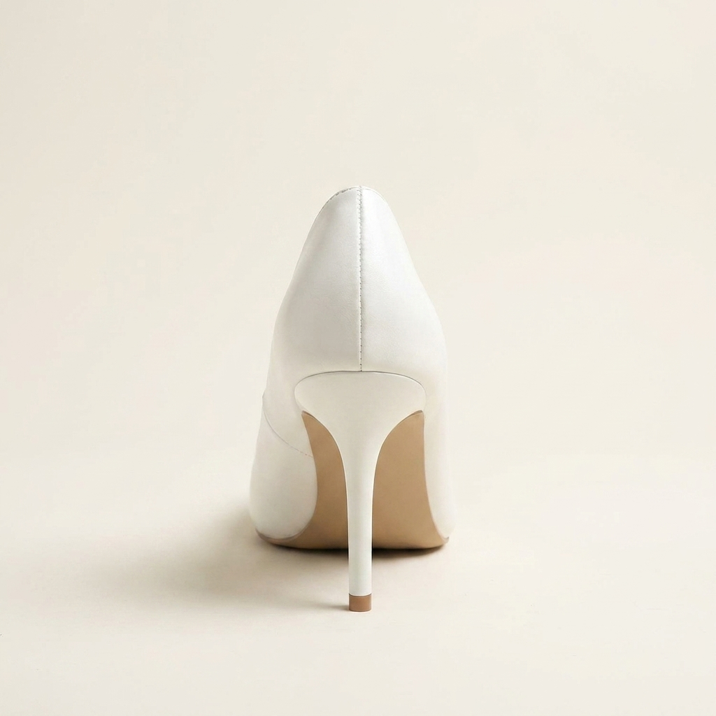 CleanGirlStore Point Toe Stiletto Pumps - White - Back