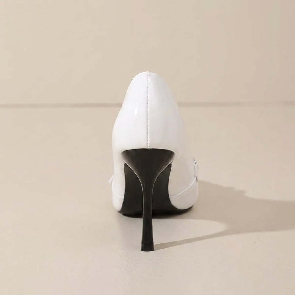CleanGirlStore Point Toe High Heels Pumps - White - Back