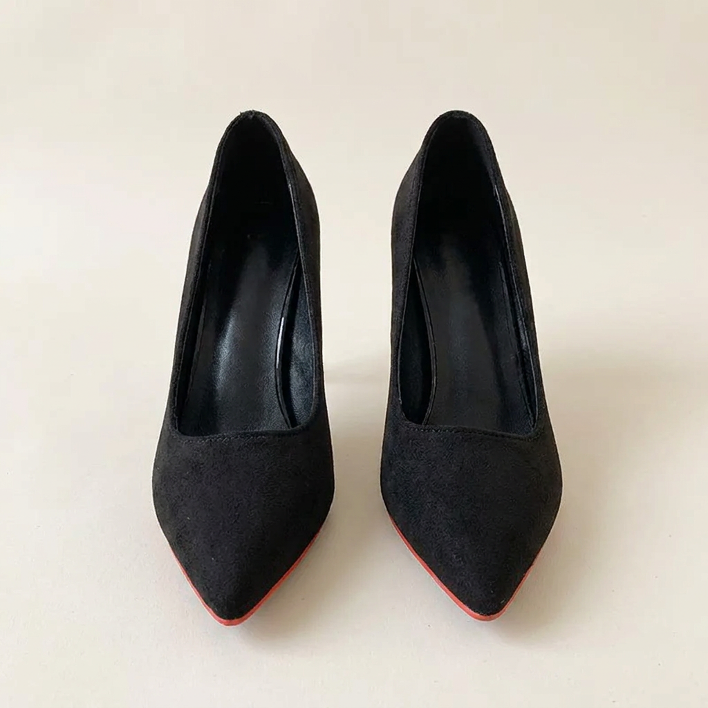 CleanGirlStore Point Toe Stiletto Pumps 1 - Black - Front