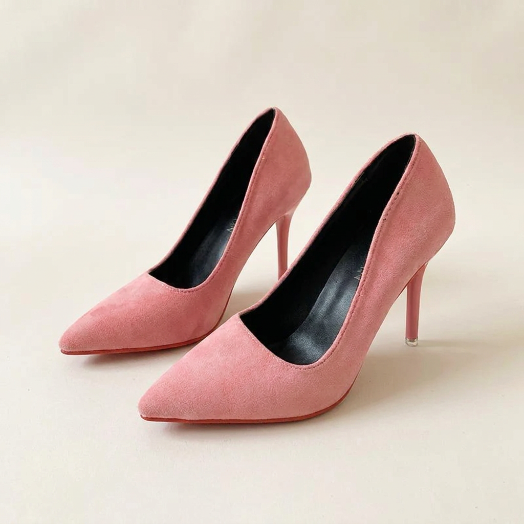 CleanGirlStore Point Toe Stiletto Pumps 1 - Pink - Front