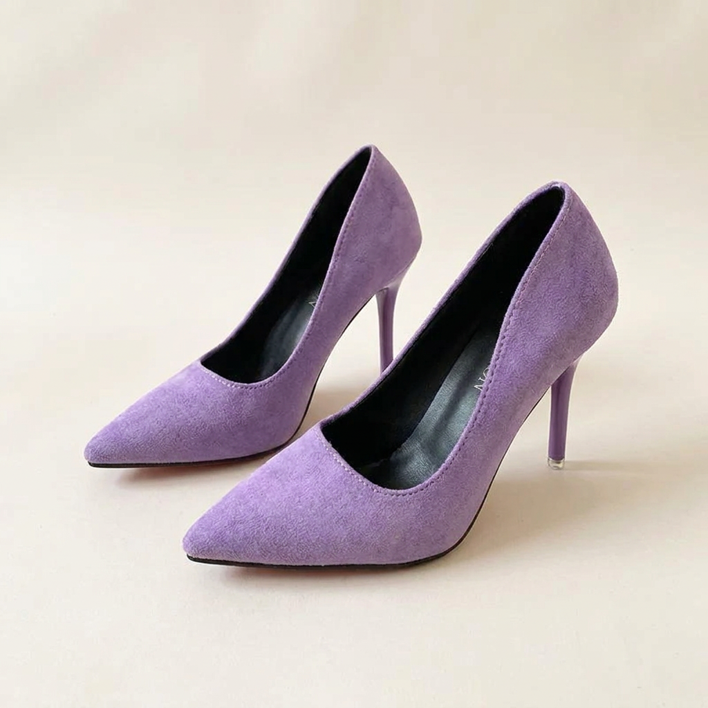 CleanGirlStore Point Toe Stiletto Pumps 1 - Lilac - Front