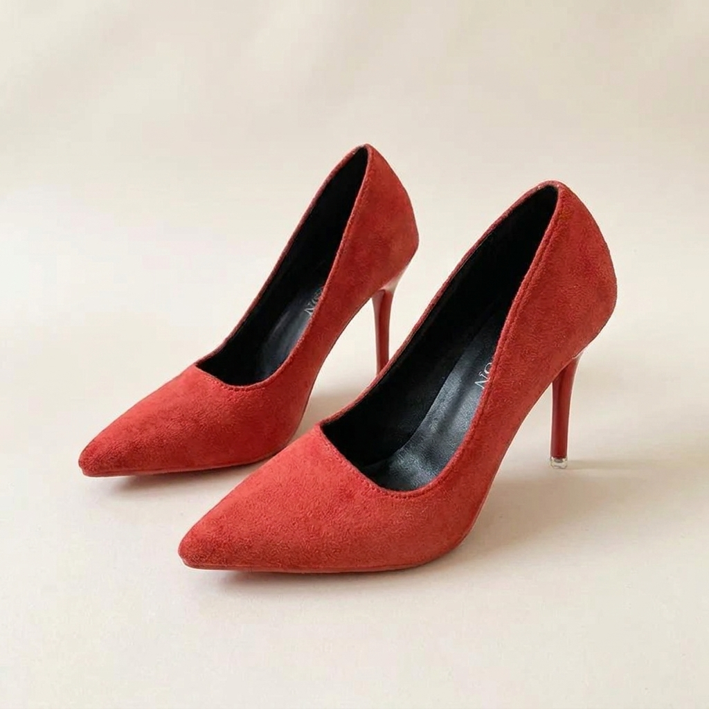 CleanGirlStore Point Toe Stiletto Pumps 1 - Red - Front