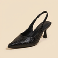 CleanGirlStore Point Toe Slingback Pumps - Black - Single Front