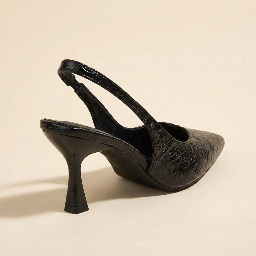 CleanGirlStore Point Toe Slingback Pumps - Black - Back