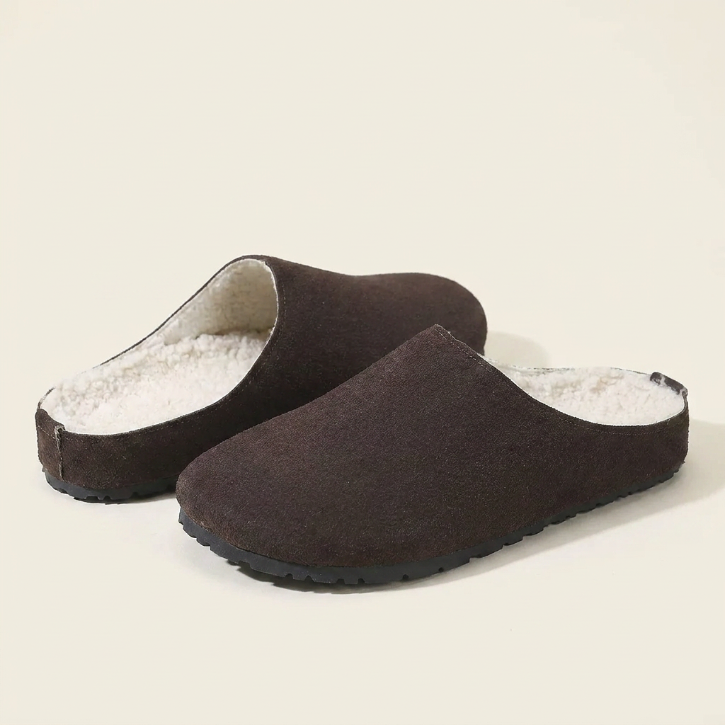 CleanGirlStore Round Toe Flats Slippers - Brown - Front