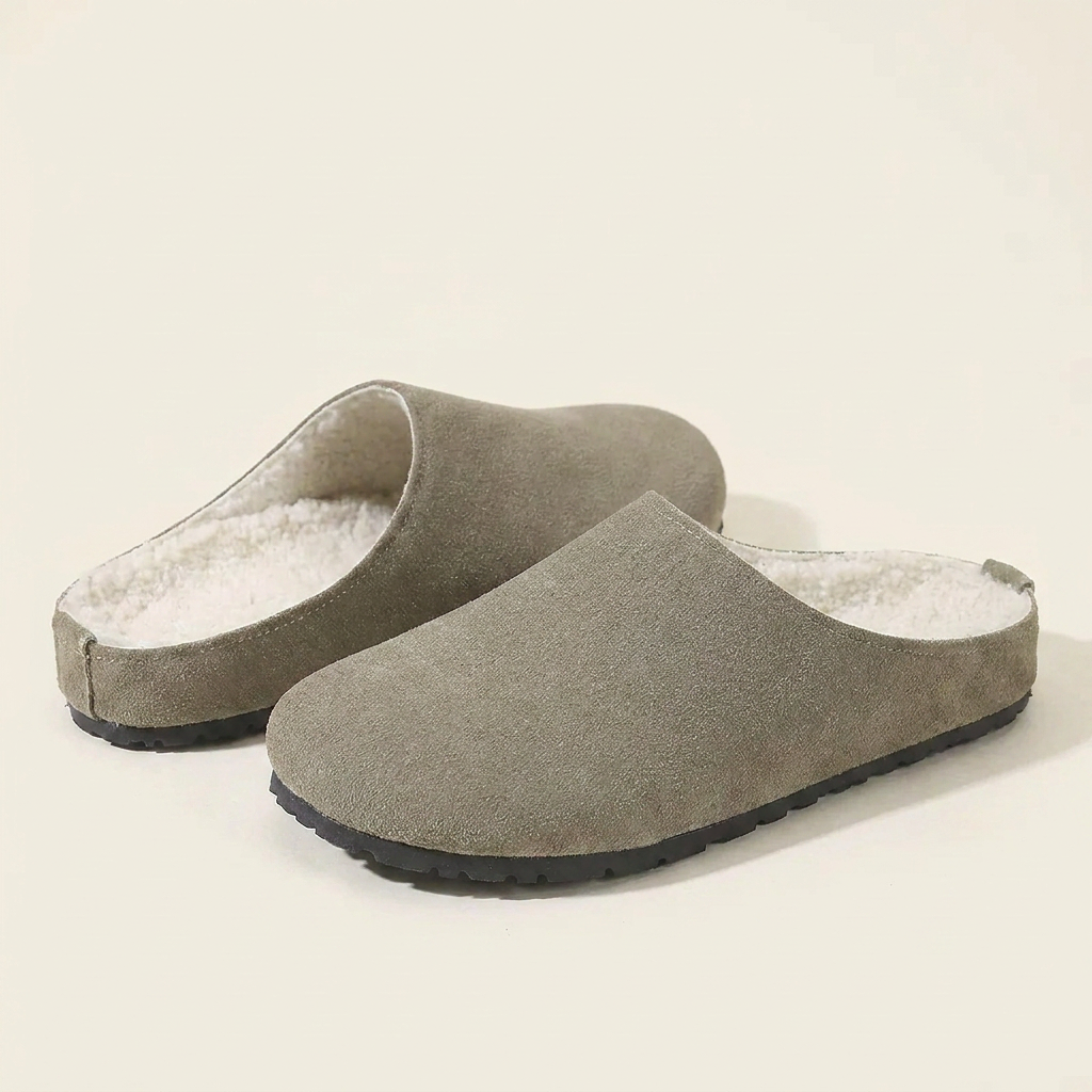 CleanGirlStore Round Toe Flats Slippers - Khaki - Front