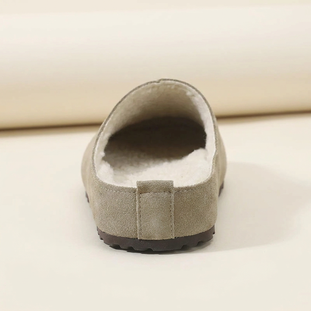 CleanGirlStore Round Toe Flats Slippers - Khaki - Back