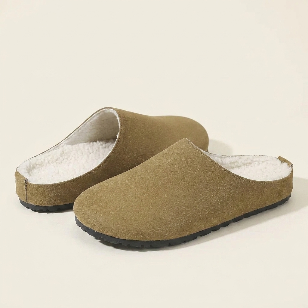 CleanGirlStore Round Toe Flats Slippers - Camel - Front
