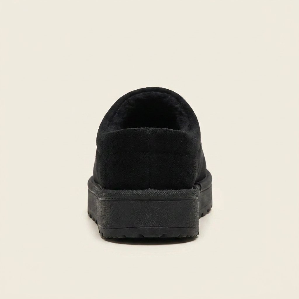 CleanGirlStore Round Toe Platform Slippers - Black - Back