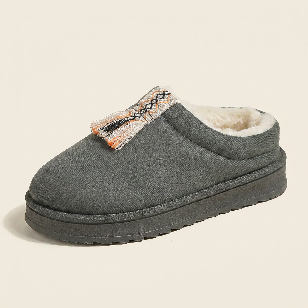 CleanGirlStore Round Toe Platform Slippers - Gray - Single Front