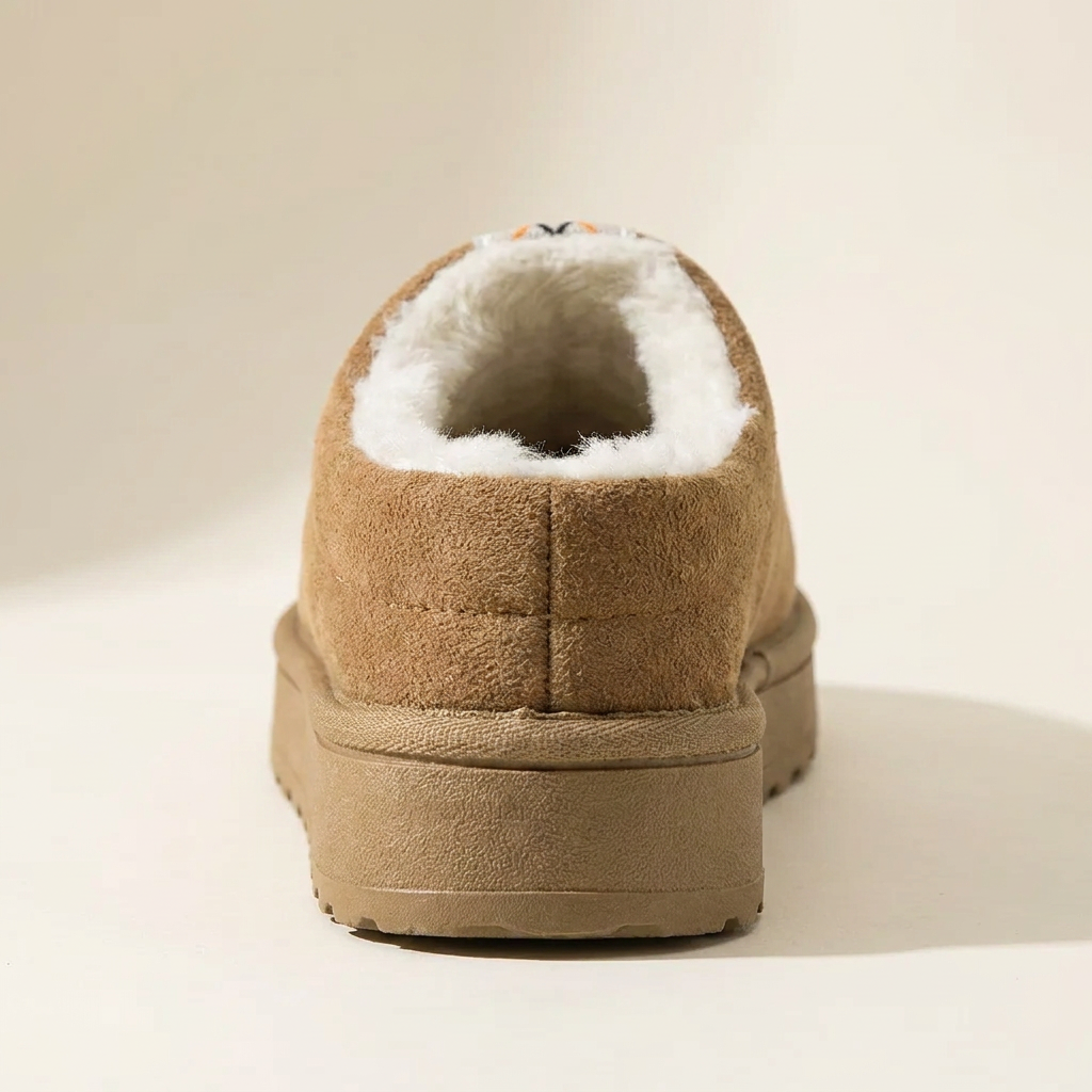 CleanGirlStore Round Toe Platform Slippers - Camel - Back