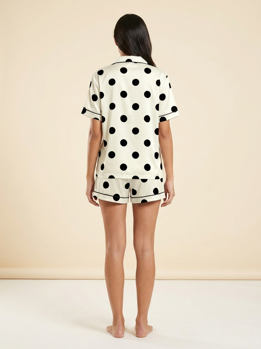Polka Dot Lounge Set - Ivory - Back