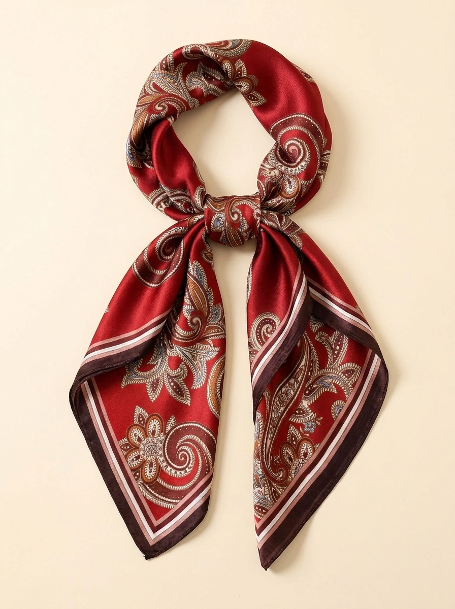 Vintage Paisley Scarf - Deep Red - Knot
