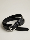 Skinny Classic Silver Belt - Black