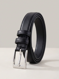 CleanGirlStore Skinny Silver Buckle Belt - Black