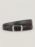 CleanGirlStore Croc Embossed Leather Belt - Black