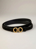 CleanGirlStore Double Circle Buckle Belt - Black
