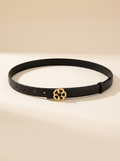 CleanGirlStore Floral Buckle Belt - Black