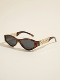 CleanGirlStore Chain Temple Cat-Eye Sunglasses - Brown