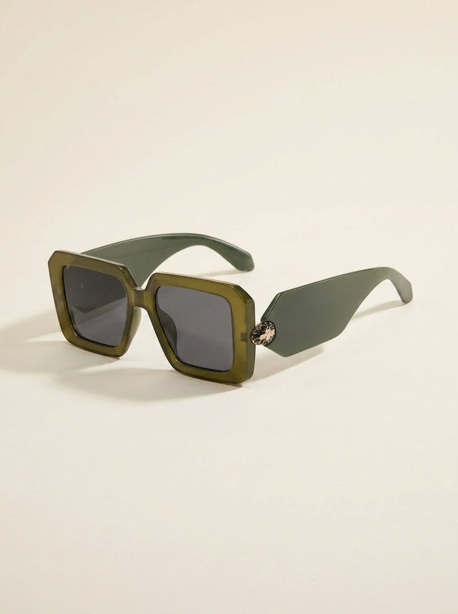 CleanGirlStore Bold Square Sunglasses - Moss