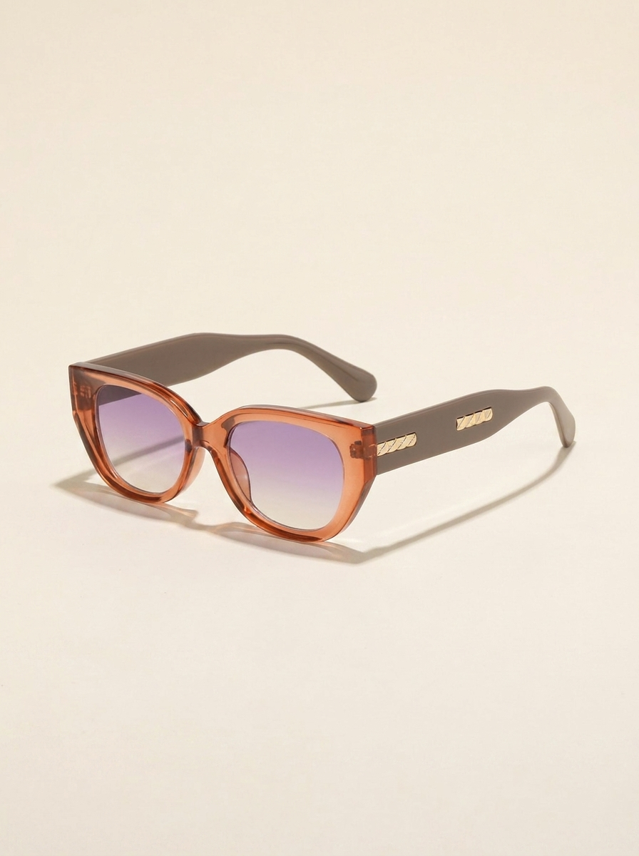 CleanGirlStore Slim Cat-Eye Sunglasses - Taupe
