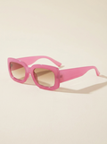 CleanGirlStore Rectangle Frame Sunglasses - Rouge Pink