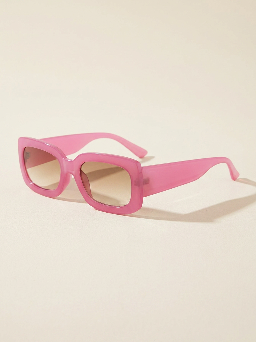 CleanGirlStore Rectangle Frame Sunglasses - Rouge Pink