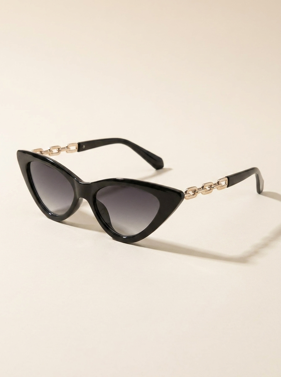 CleanGirlStore Chain Cat-Eye Sunglasses - Black
