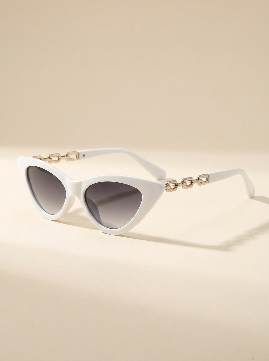 CleanGirlStore Chain Cat-Eye Sunglasses - Light Gray