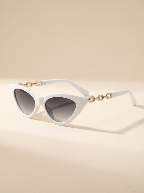 CleanGirlStore Chain Cat-Eye Sunglasses - Light Gray